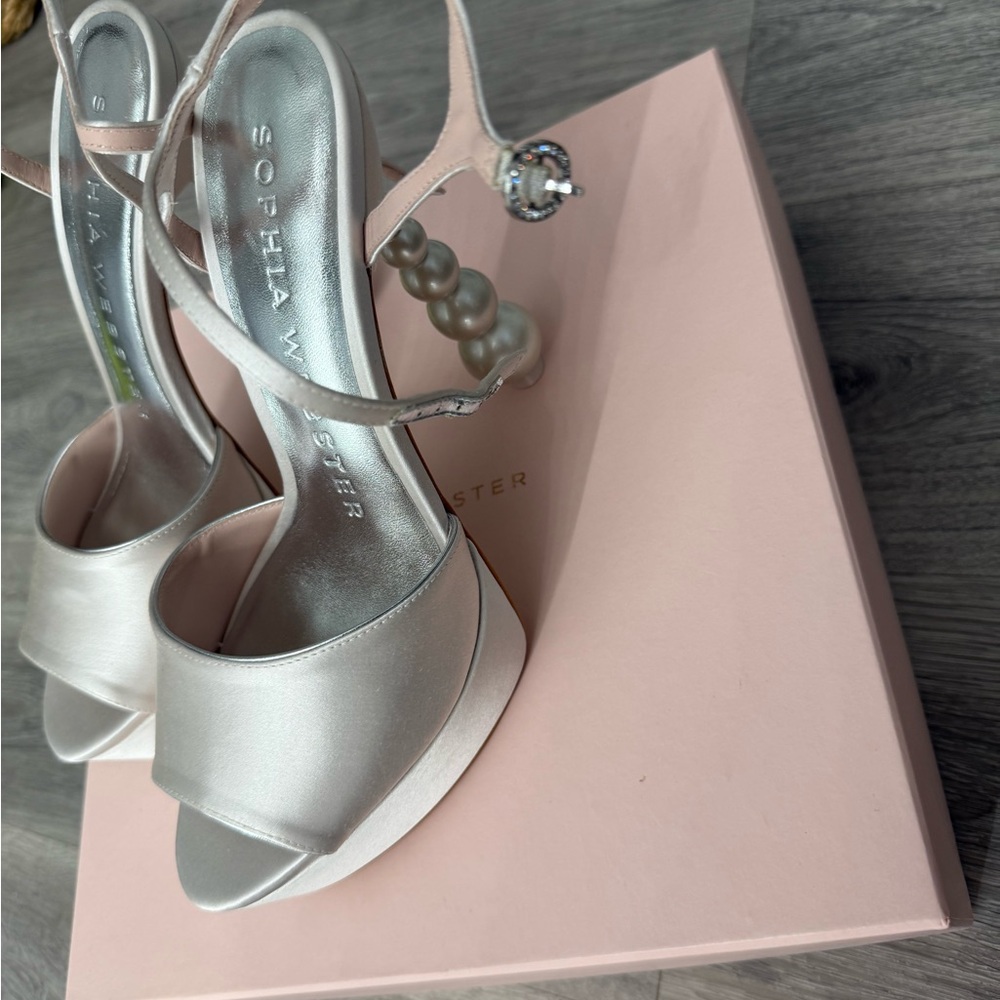 Sophia Webster Silver Satin Women's Heels